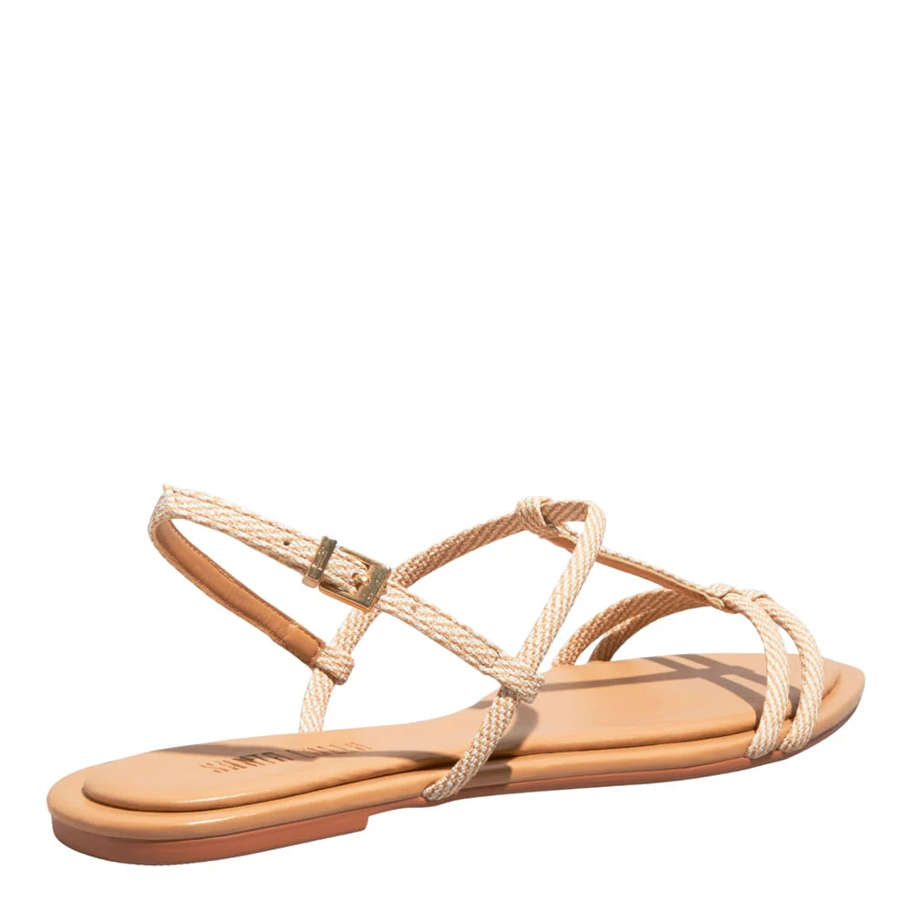 Rasteira Bico Folha Napa Knit Bege - vista 3 de 4