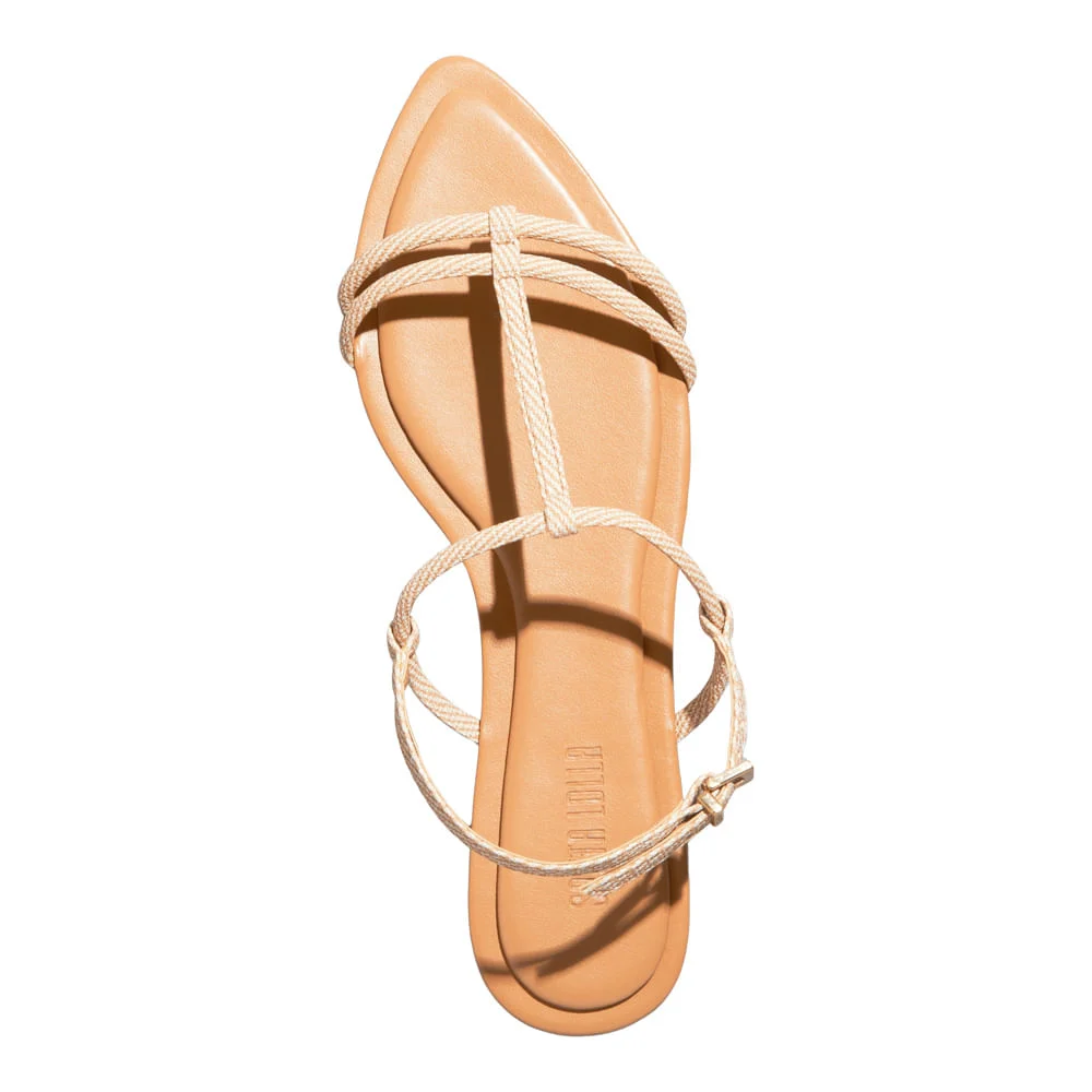 Rasteira Bico Folha Napa Knit Bege - vista 4 de 4