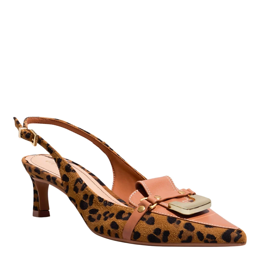 Scarpin Suede Animal Print Salto Baixo - vista 2 de 4