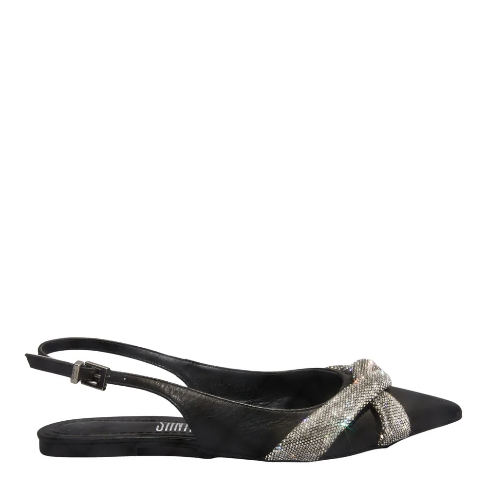 Sapatilha Slingback Couro Confort Preta Bico Fino - vista 1 de 4