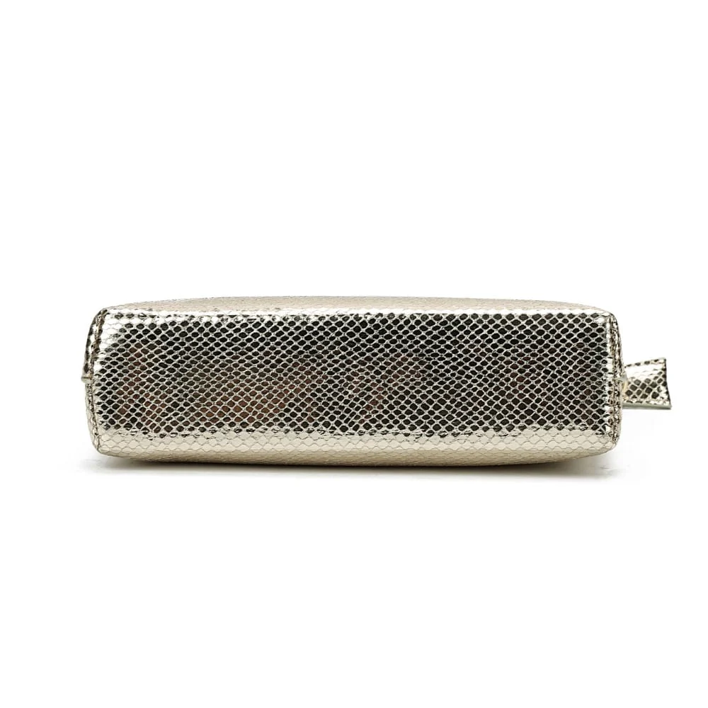 Clutch Metalizada Dourada Alça Transversal - vista 6 de 7