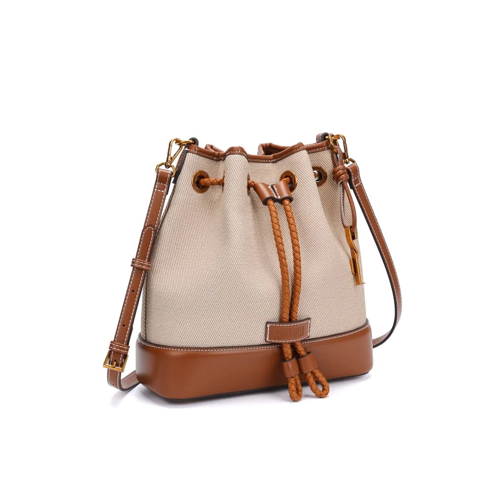 Bolsa Bucket Transversal Canvas Bege - vista 2 de 5