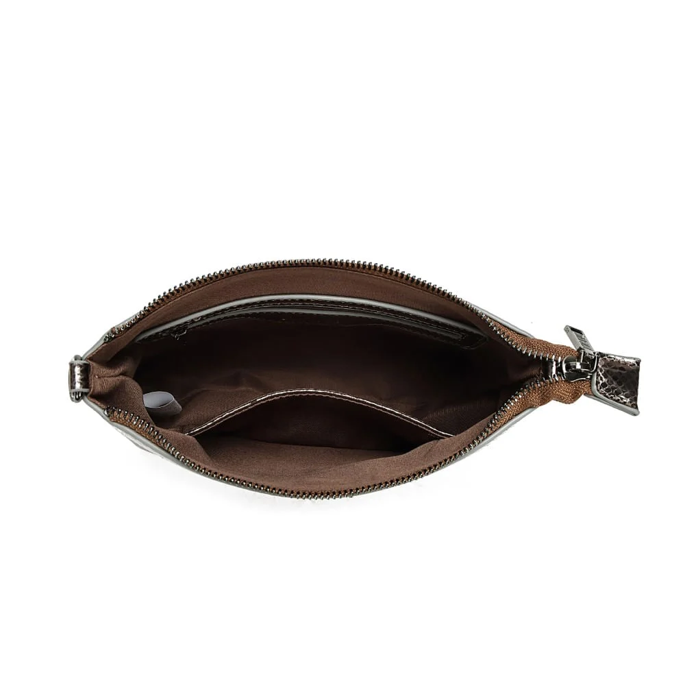 Clutch Metalizada Cinza Grafite Alça Transversal - vista 7 de 7