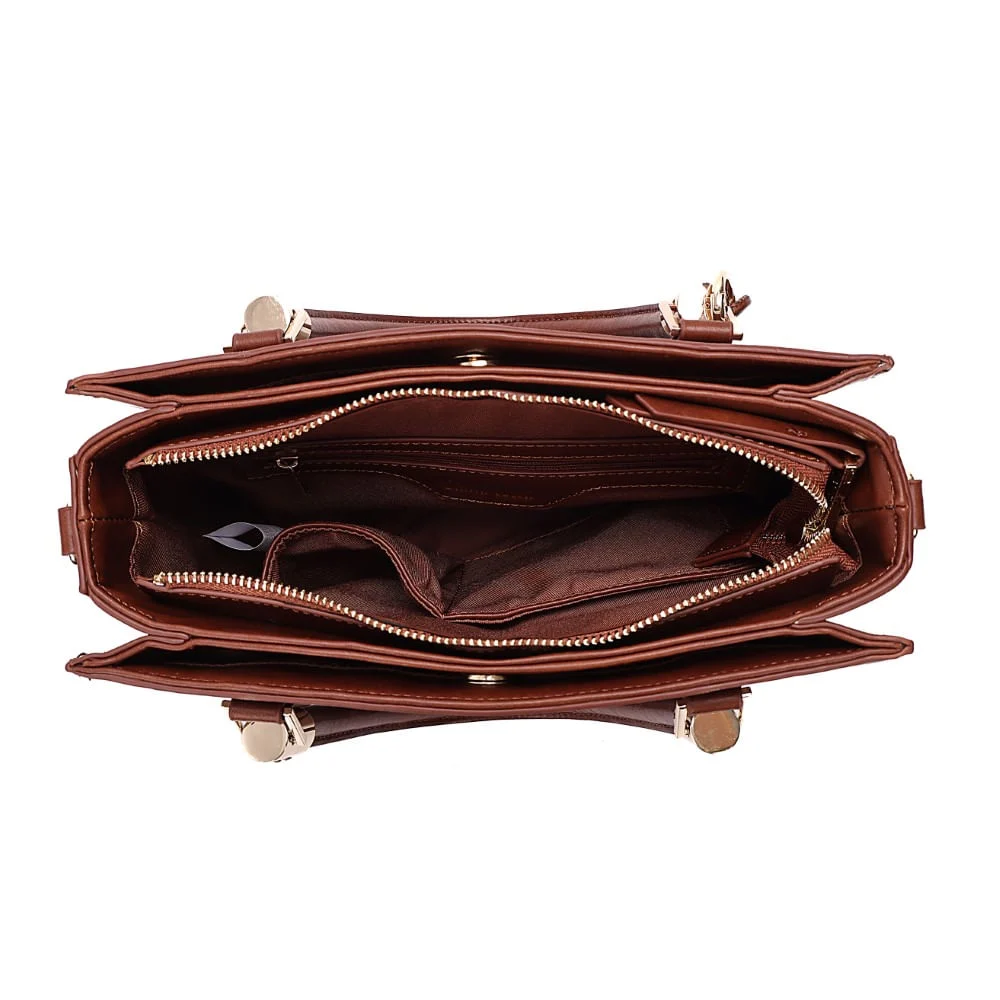 Bolsa Tote Média Estruturada Rústica Marrom Transversal - vista 7 de 7