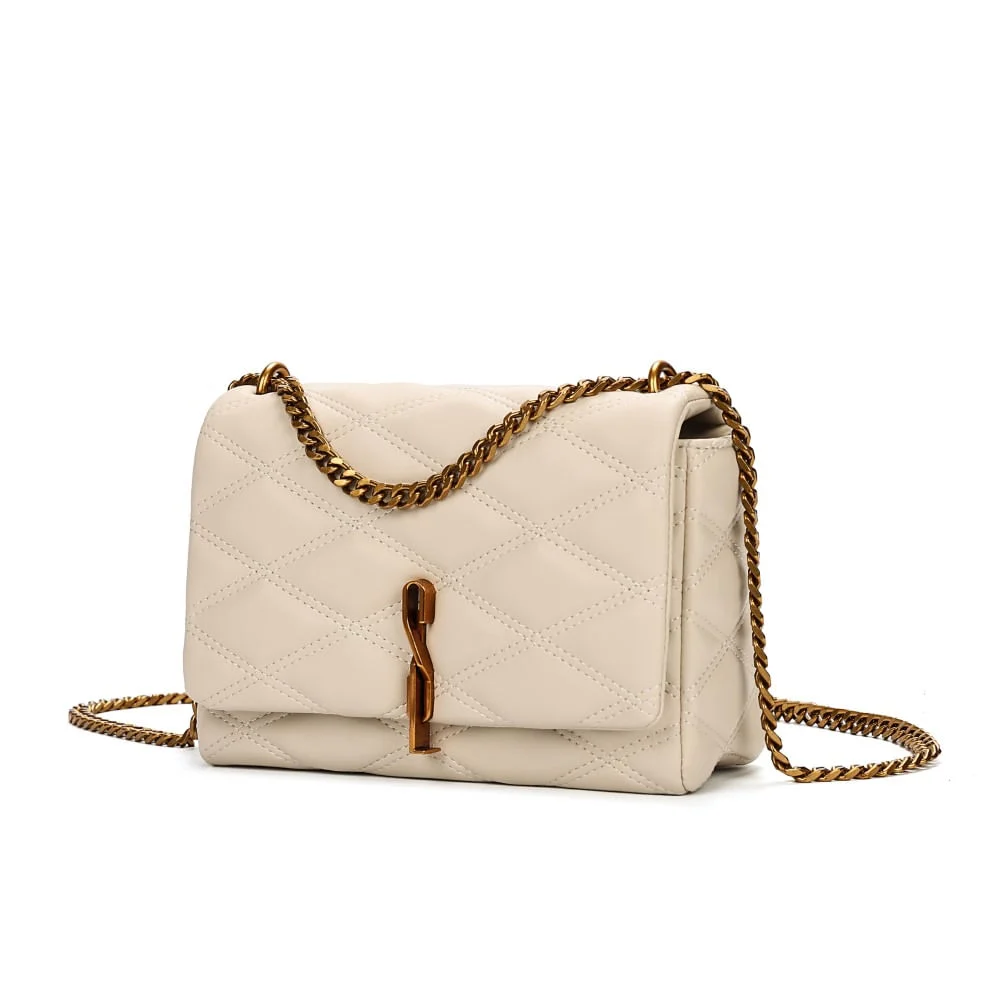 Bolsa Pequena Soft Matelassê Marfim Alça Corrente - vista 3 de 7
