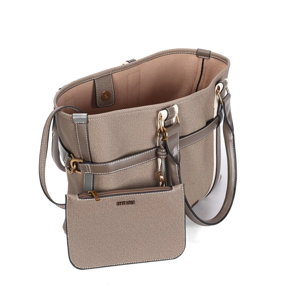 Bolsa Grande E Clutch Floater Cinza Pespontos - vista 3 de 3