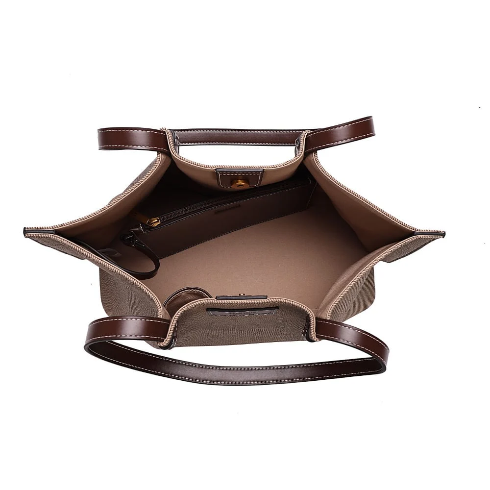 Bolsa Shopper Canvas E Clutch Marrom Dark - vista 7 de 7