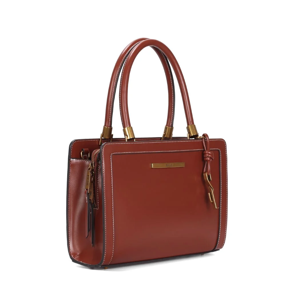 Bolsa Tote Bag Soft Marrom Transversal Pespontos - vista 2 de 3