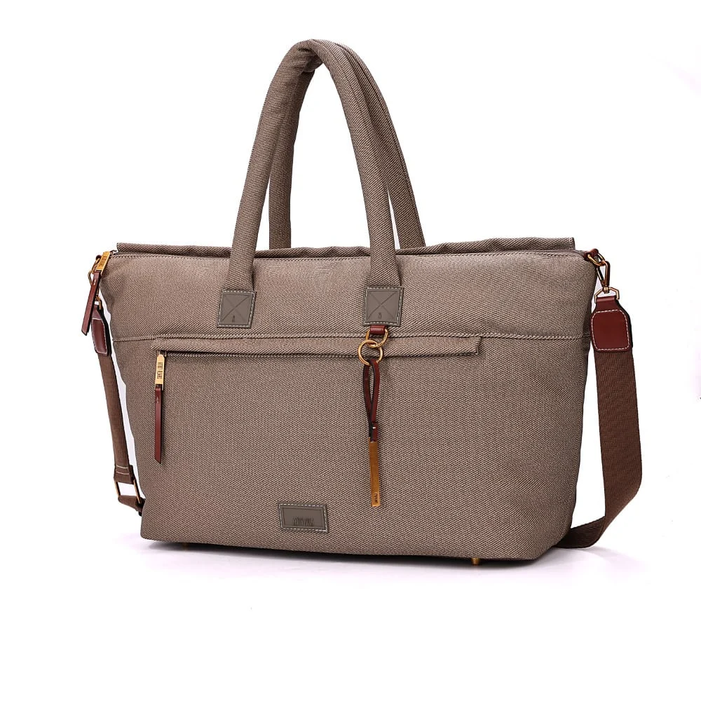 Bolsa Mala Canvas Alça Tiracolo Bege Grande - vista 2 de 6