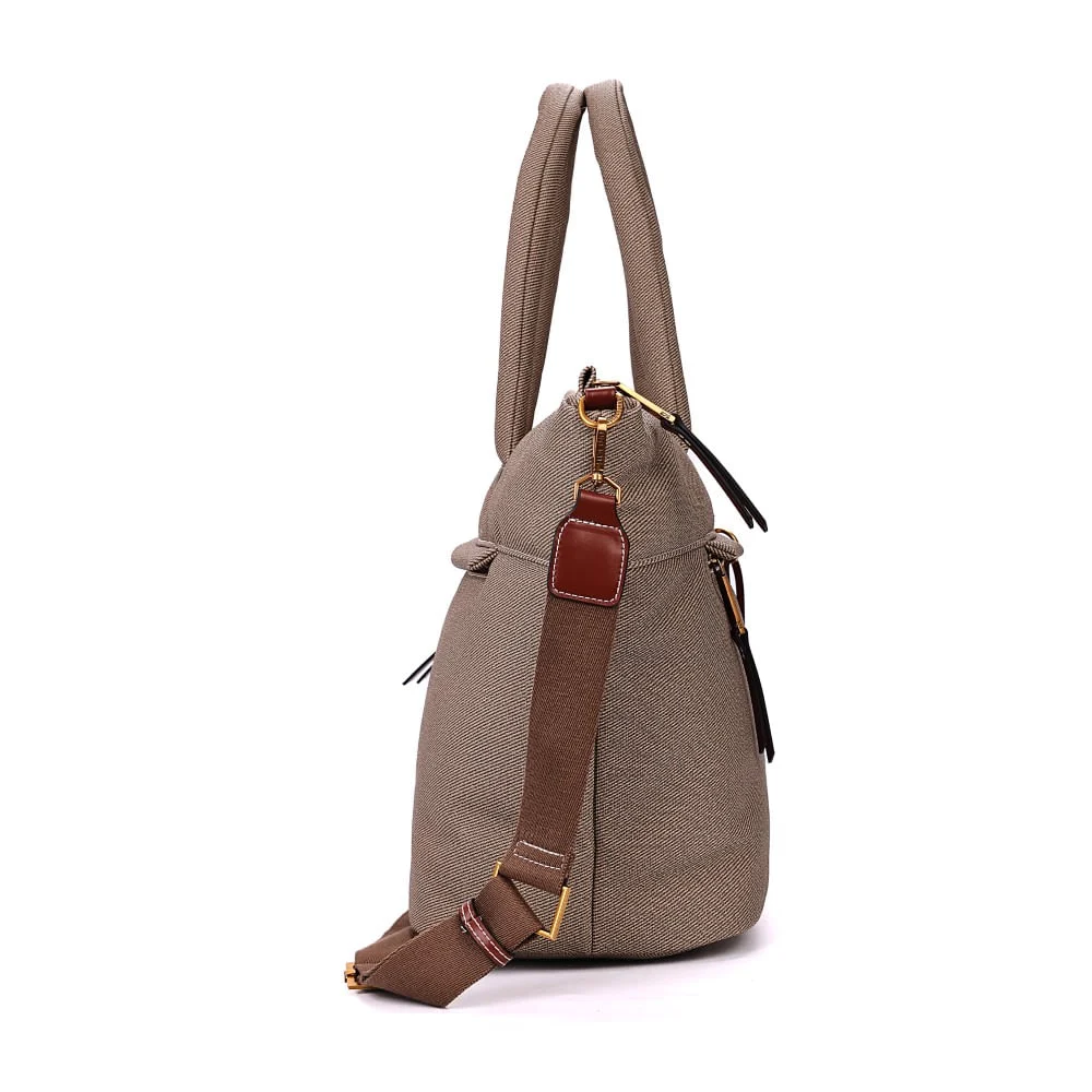 Bolsa Mala Canvas Alça Tiracolo Bege Grande - vista 3 de 6