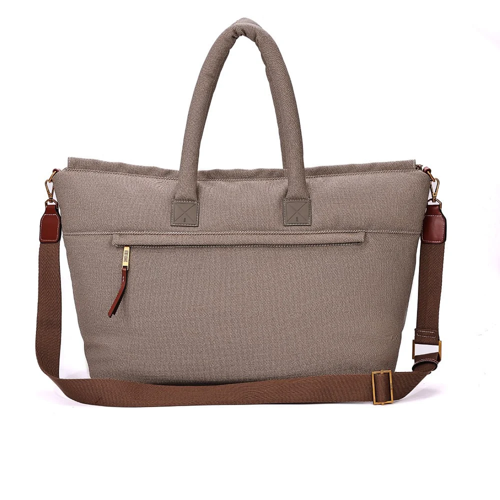 Bolsa Mala Canvas Alça Tiracolo Bege Grande - vista 4 de 6