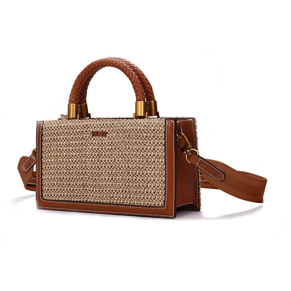 Bolsa Tote Pequena Tramado Bege Duas Alças - vista 3 de 7