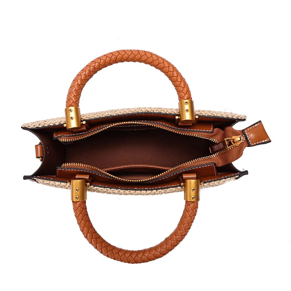 Bolsa Tote Pequena Tramado Bege Duas Alças - vista 7 de 7