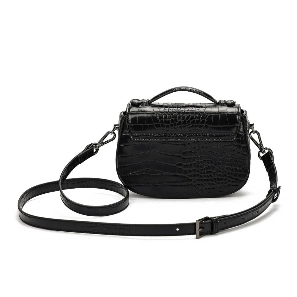 Bolsa Pequena Croco Preta Transversal - vista 5 de 7