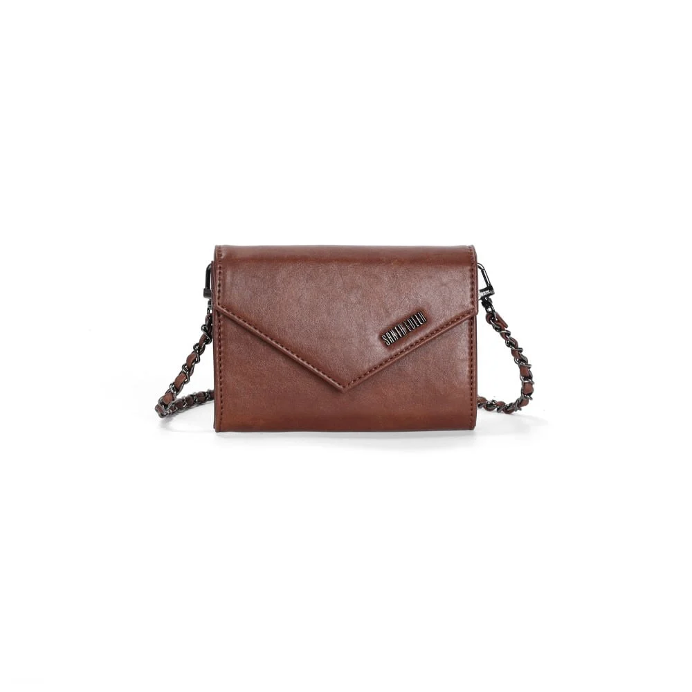 Bolsa Carteira Rustica Alça Corrente Transversal Marrom - vista 1 de 3