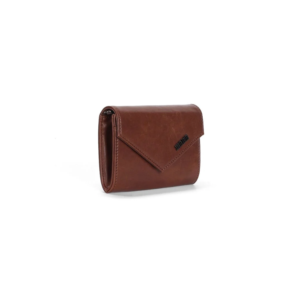Bolsa Carteira Rustica Alça Corrente Transversal Marrom - vista 2 de 3