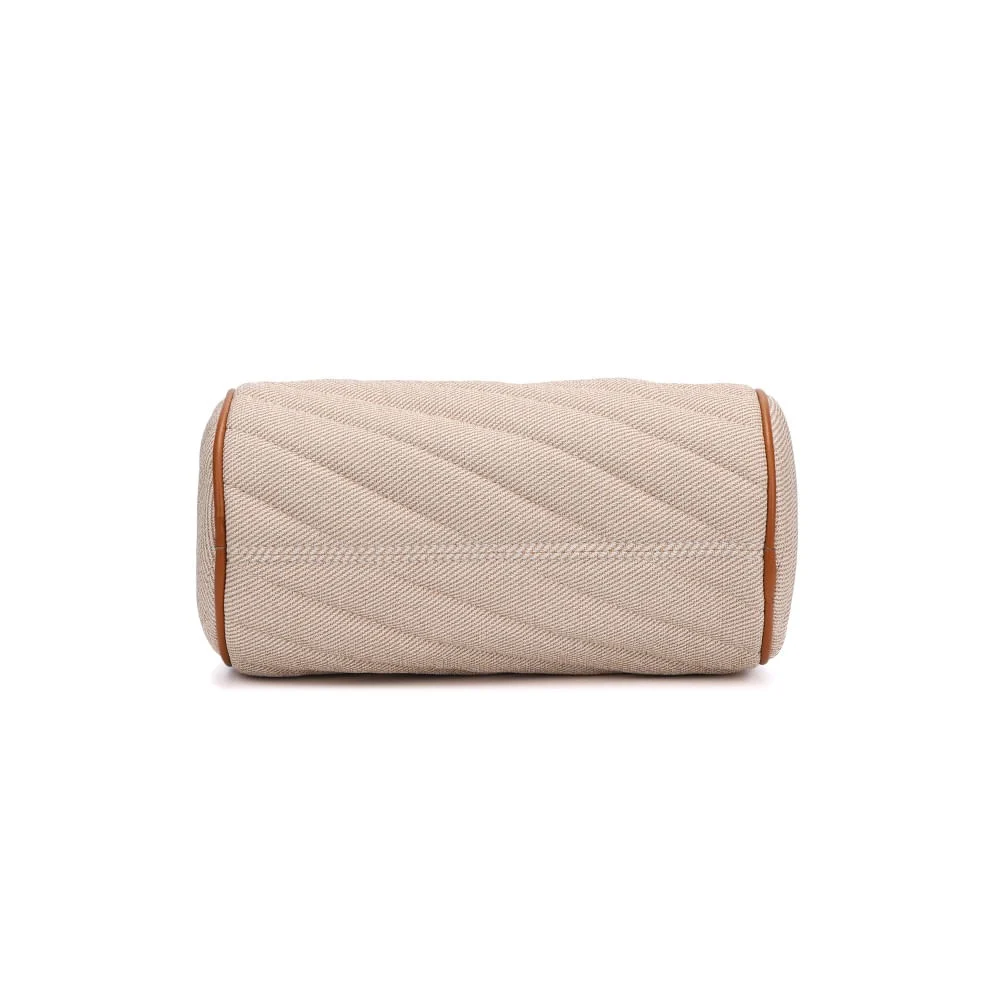 Bolsa Canvas Matelassê Alça Corrente Transversal Bege - vista 3 de 4