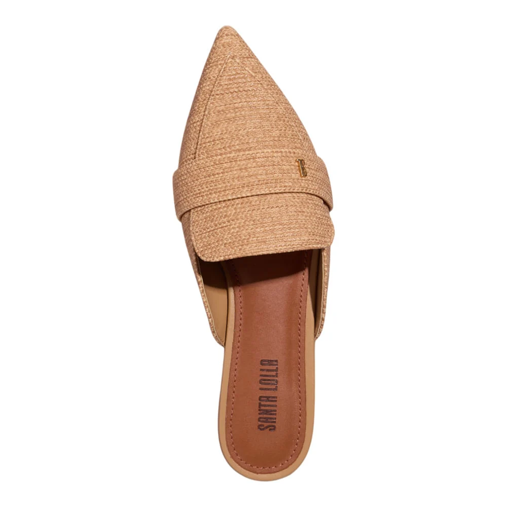 Mocassim Mule Napa Tramado Bege Bico Fino - vista 4 de 4