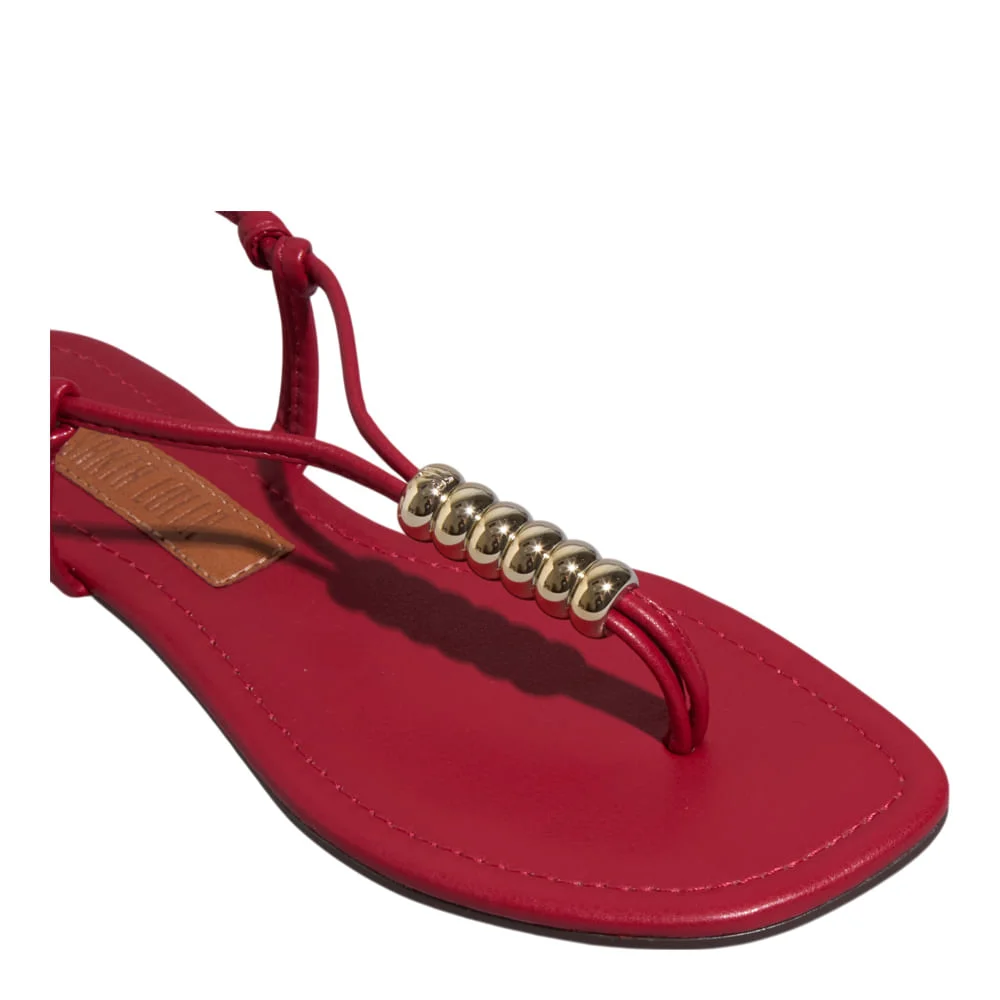 Rasteira Napa Soft Vermelho Bico Quadrado - vista 5 de 5