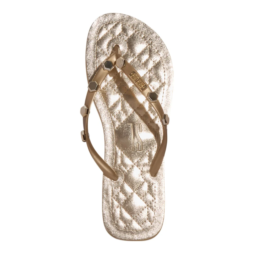 Chinelo Flip Flop Metalizado Matelassê Dourado - vista 4 de 4