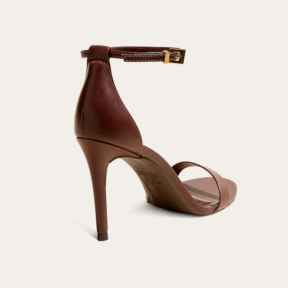 Sandália Milano Marrom Dark Salto Alto - vista 2 de 3