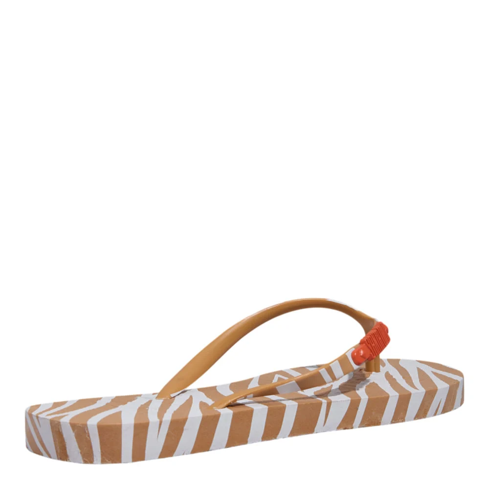 Chinelo Flip Flop Borracha Bege Estampa - vista 2 de 4