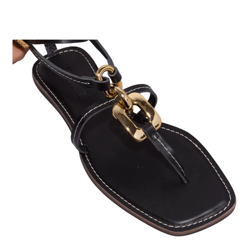 Rasteira Napa Soft Bico Quadrado Preta - vista 5 de 5