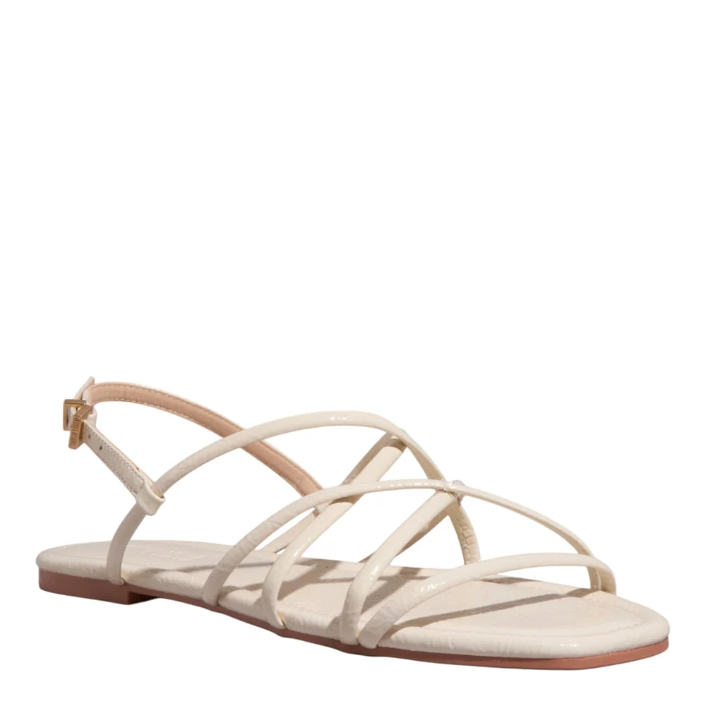 Rasteira Tiras Verniz Off White - vista 2 de 4