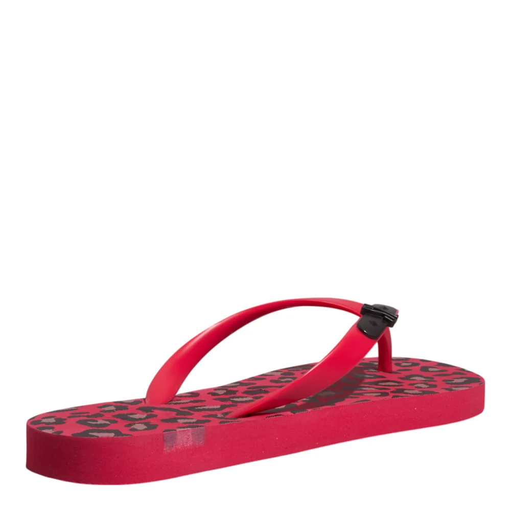 Chinelo Borracha Vermelha Animal Print Onça - vista 3 de 4