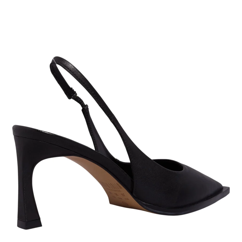 Scarpin Slingback Couro Pelica Soft Salto Fino Preta - vista 3 de 3