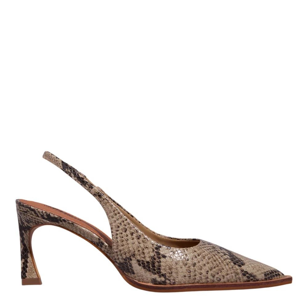 Scarpin Slingback Couro Salto Fino Animal Print Cobra - vista 2 de 4
