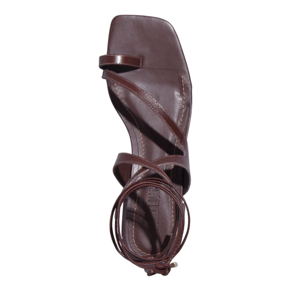 Sandália Amarração Couro Nobre Soft Marrom Cocoa - vista 4 de 4