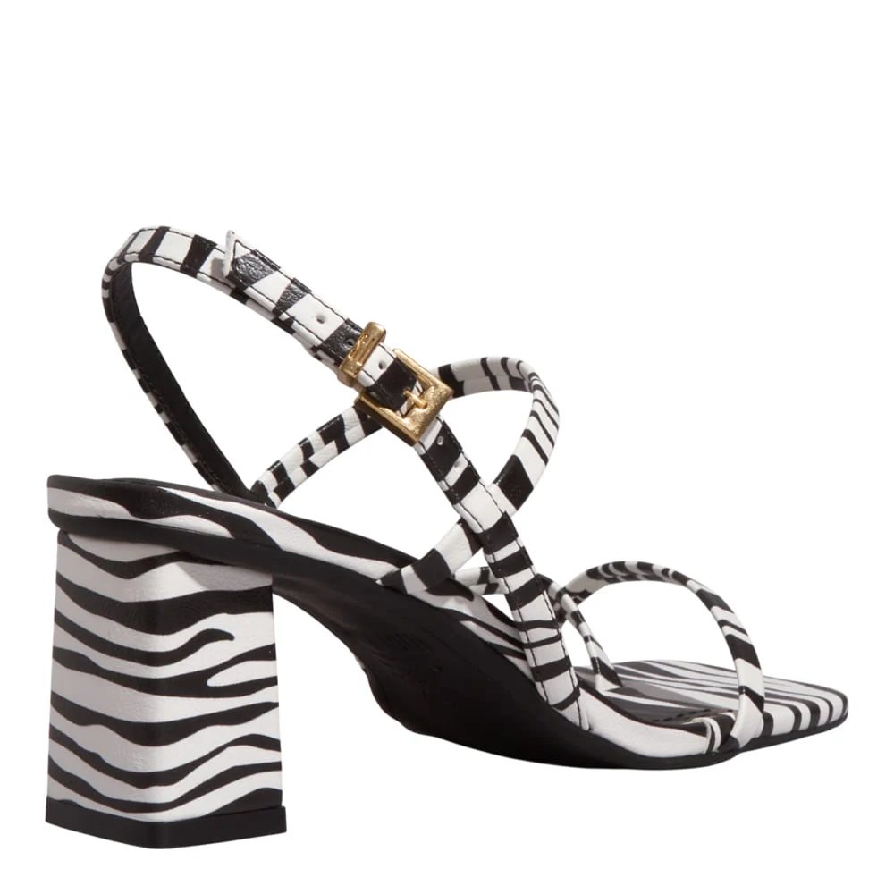 Sandália Napa Salto Médio Animal Print Zebra - vista 3 de 3