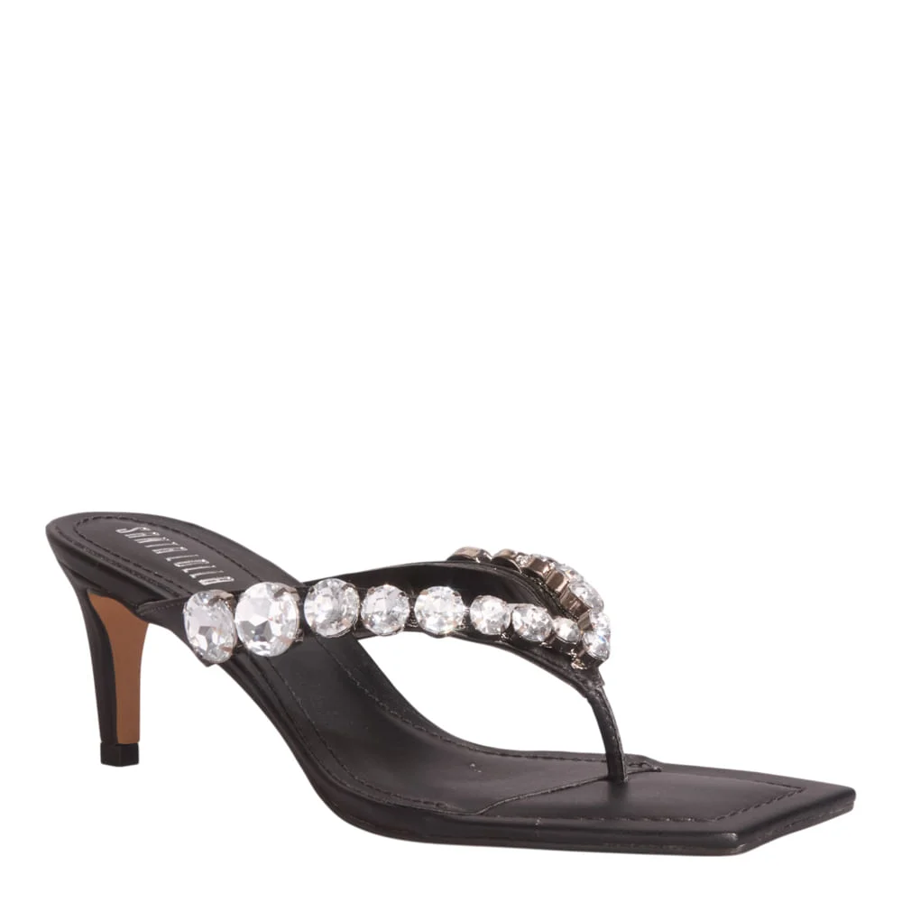 Mule Thong Napa Preto Pedraria - vista 2 de 4
