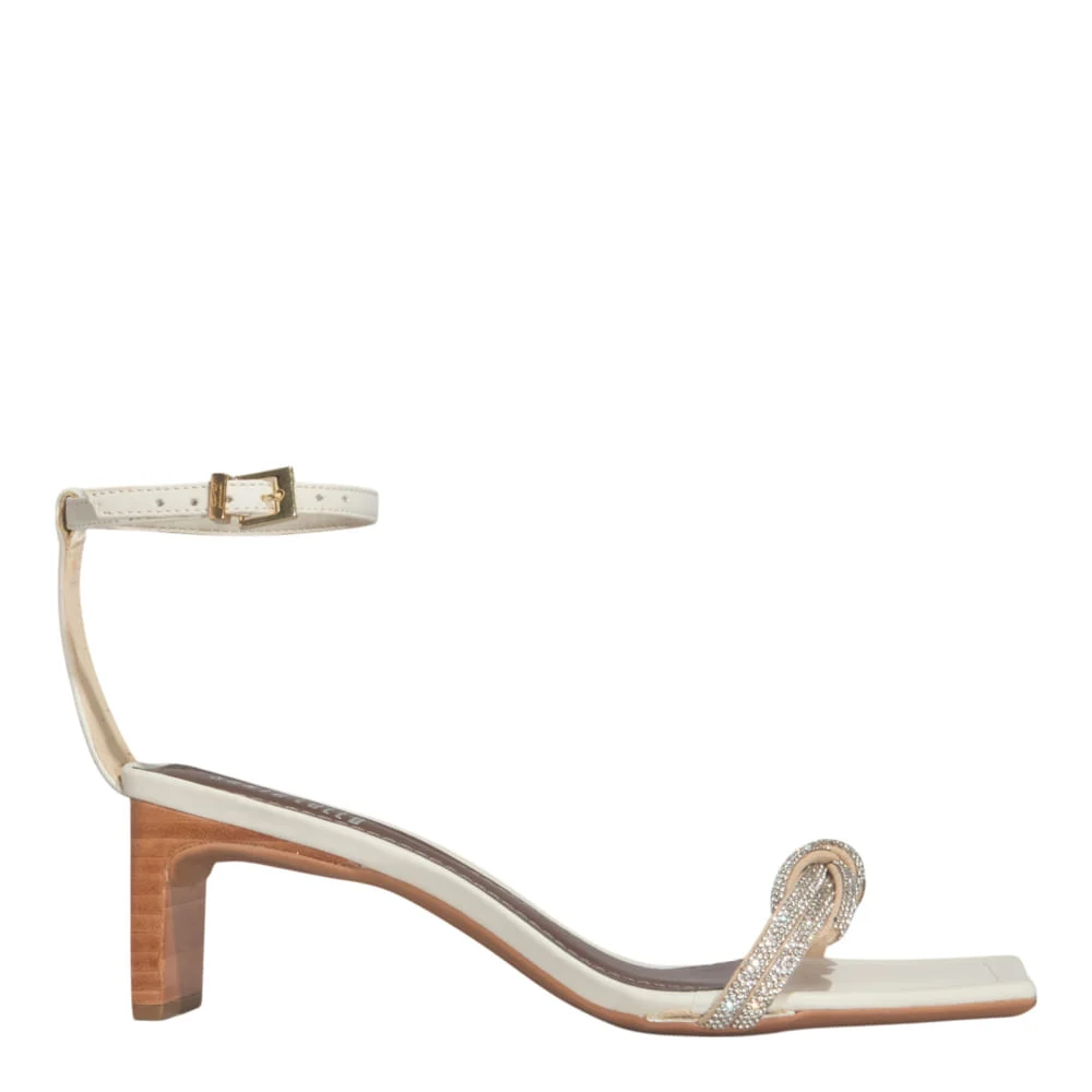 Sandália Shiny Off White Salto Baixo Lâmina - vista 1 de 4