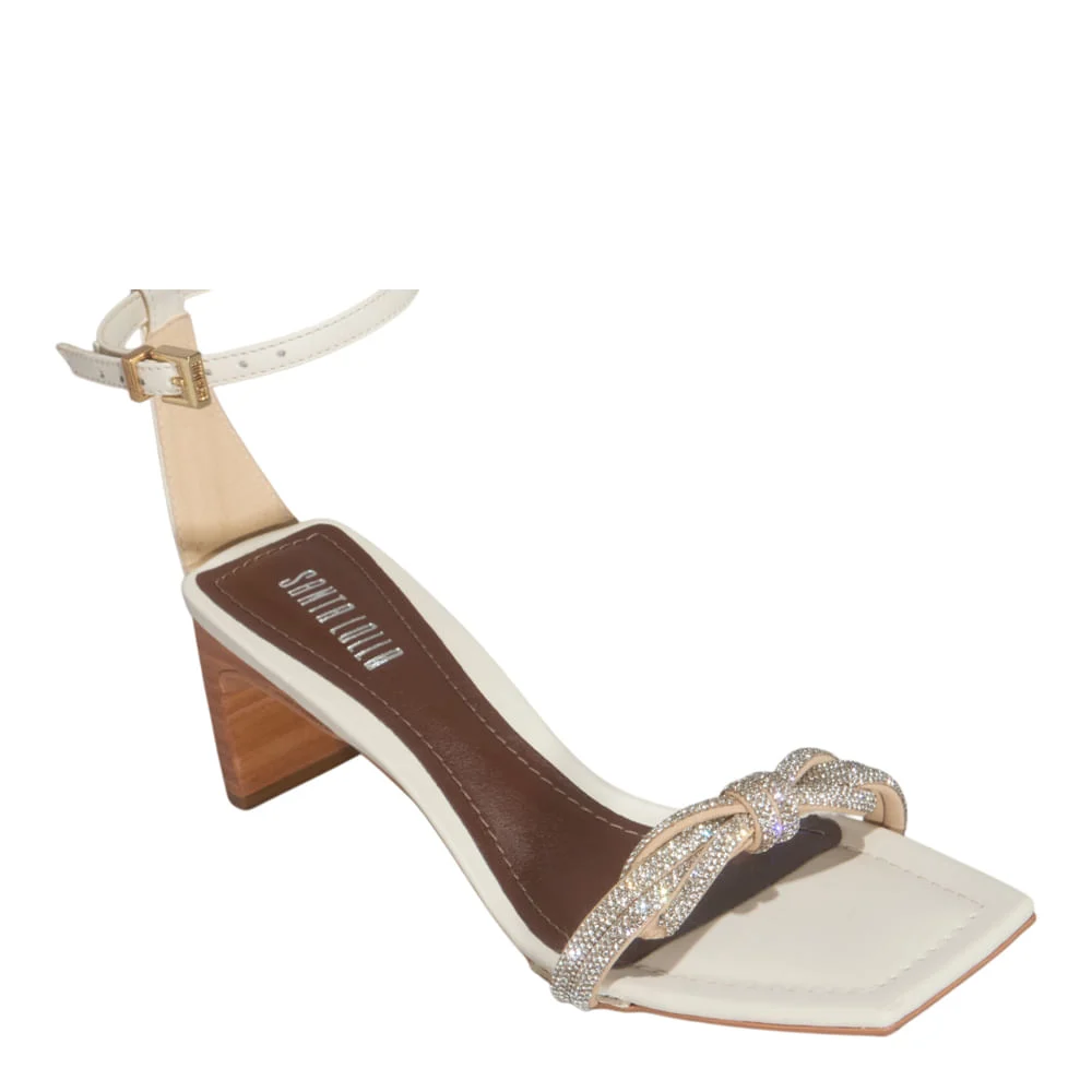 Sandália Shiny Off White Salto Baixo Lâmina - vista 4 de 4