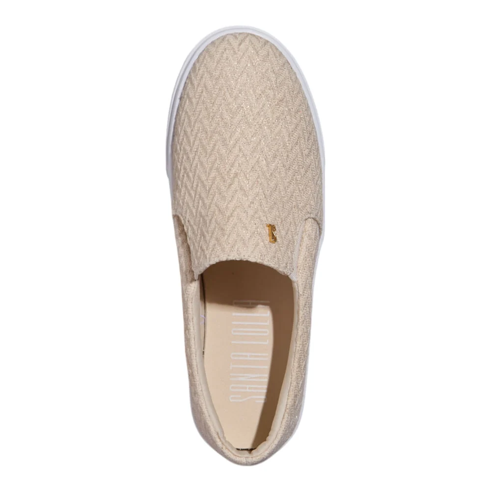 Tênis Slip On Tecido Dourado - vista 5 de 5
