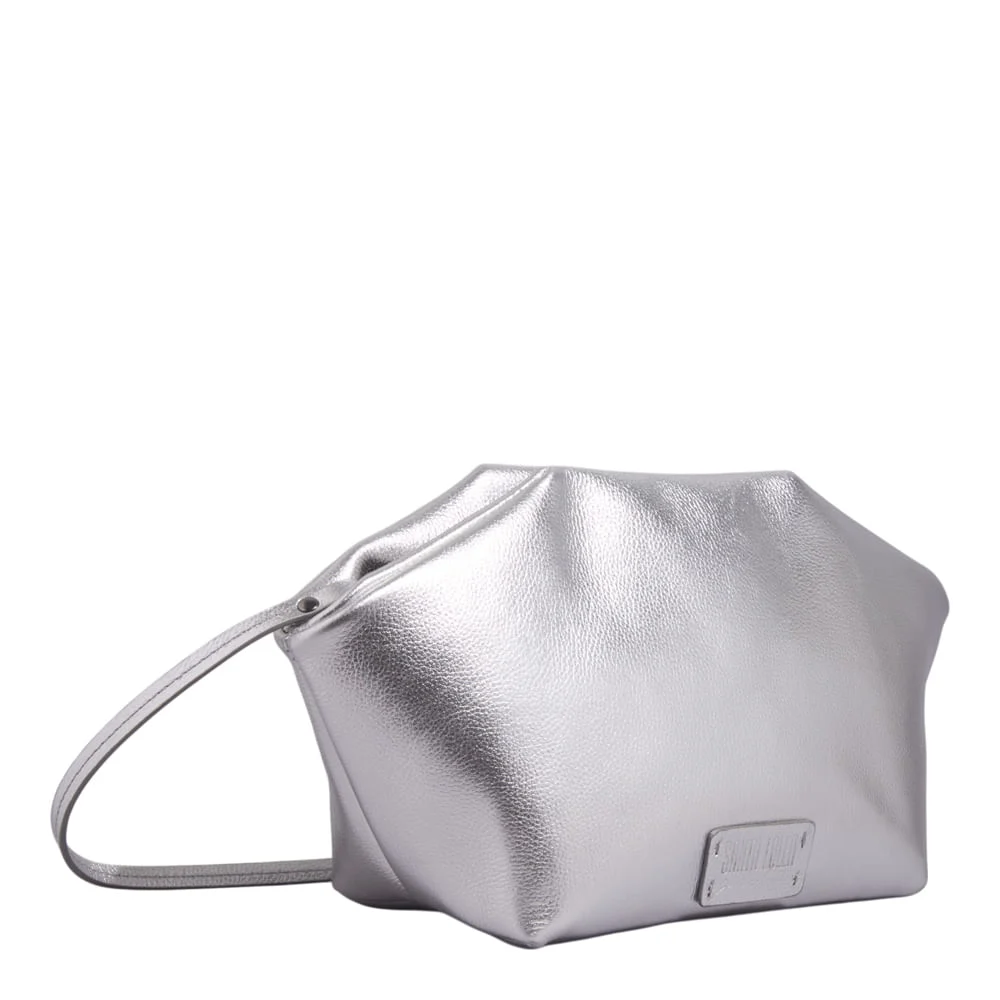 Bolsa M Couro Metalizado Prata - vista 2 de 3