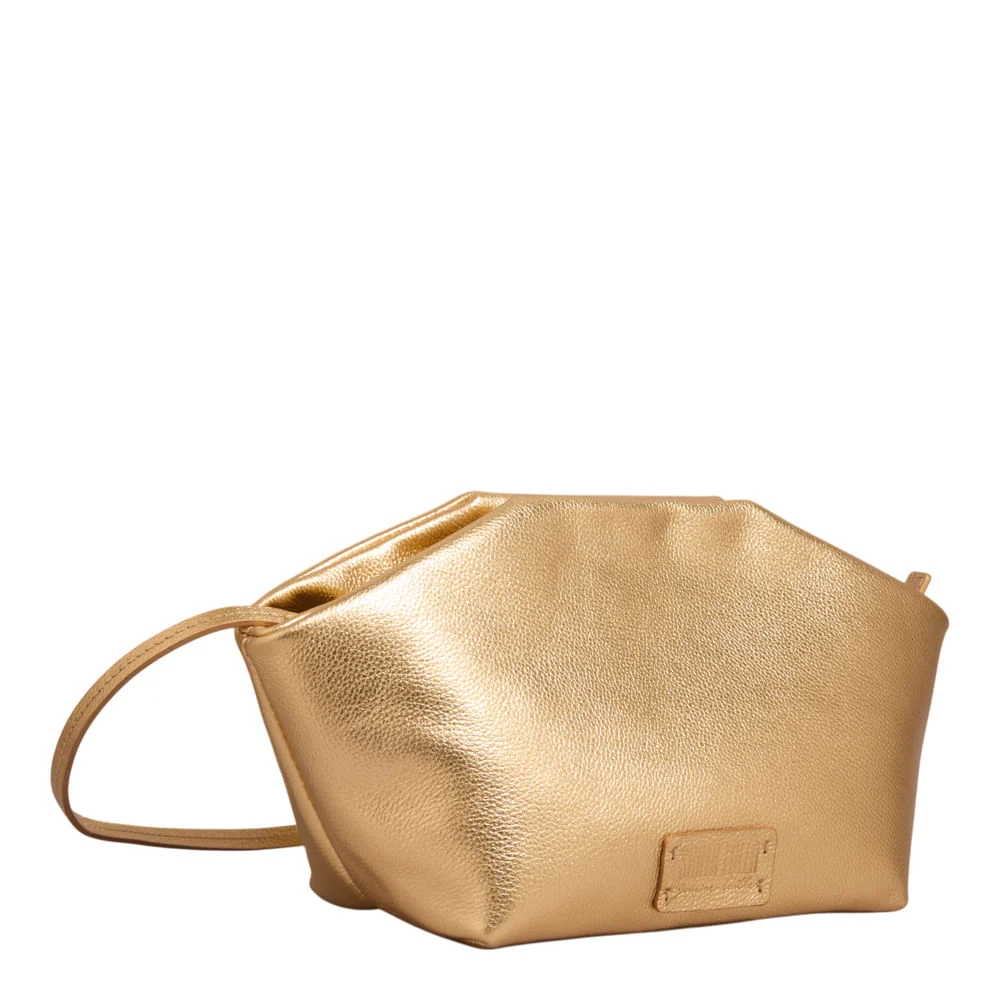 Bolsa M Couro Metalizado Ouro - vista 2 de 3