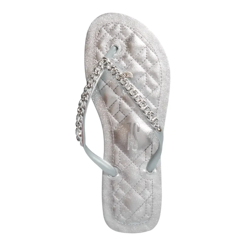 Chinelo Flip Flop Metalizado Prata - vista 3 de 3