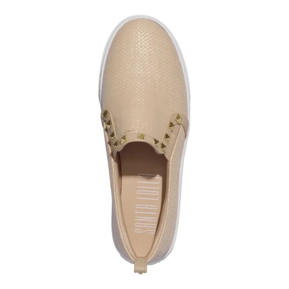 Tênis Slip On Bico Redondo Dourado - vista 4 de 4