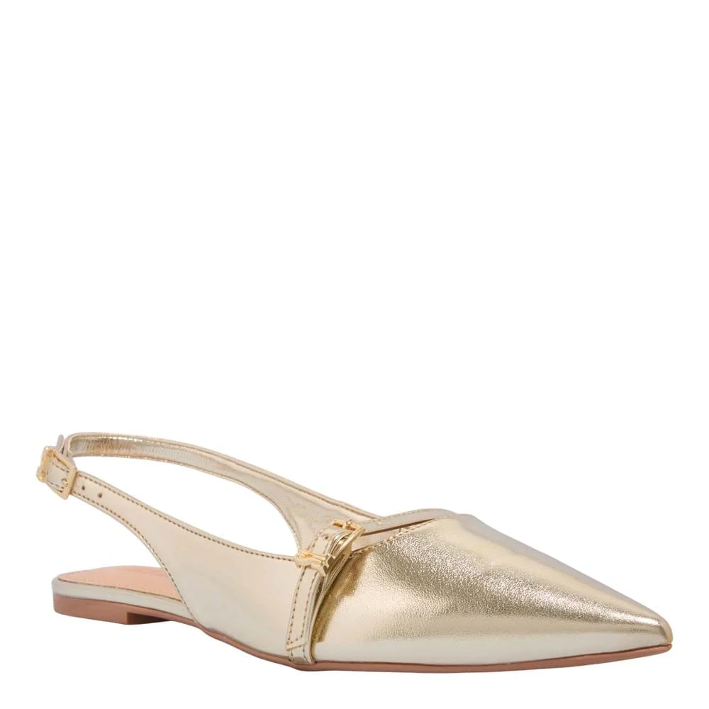 Sapatilha Slingback Metalizada Bico Fino Dourada - vista 2 de 4