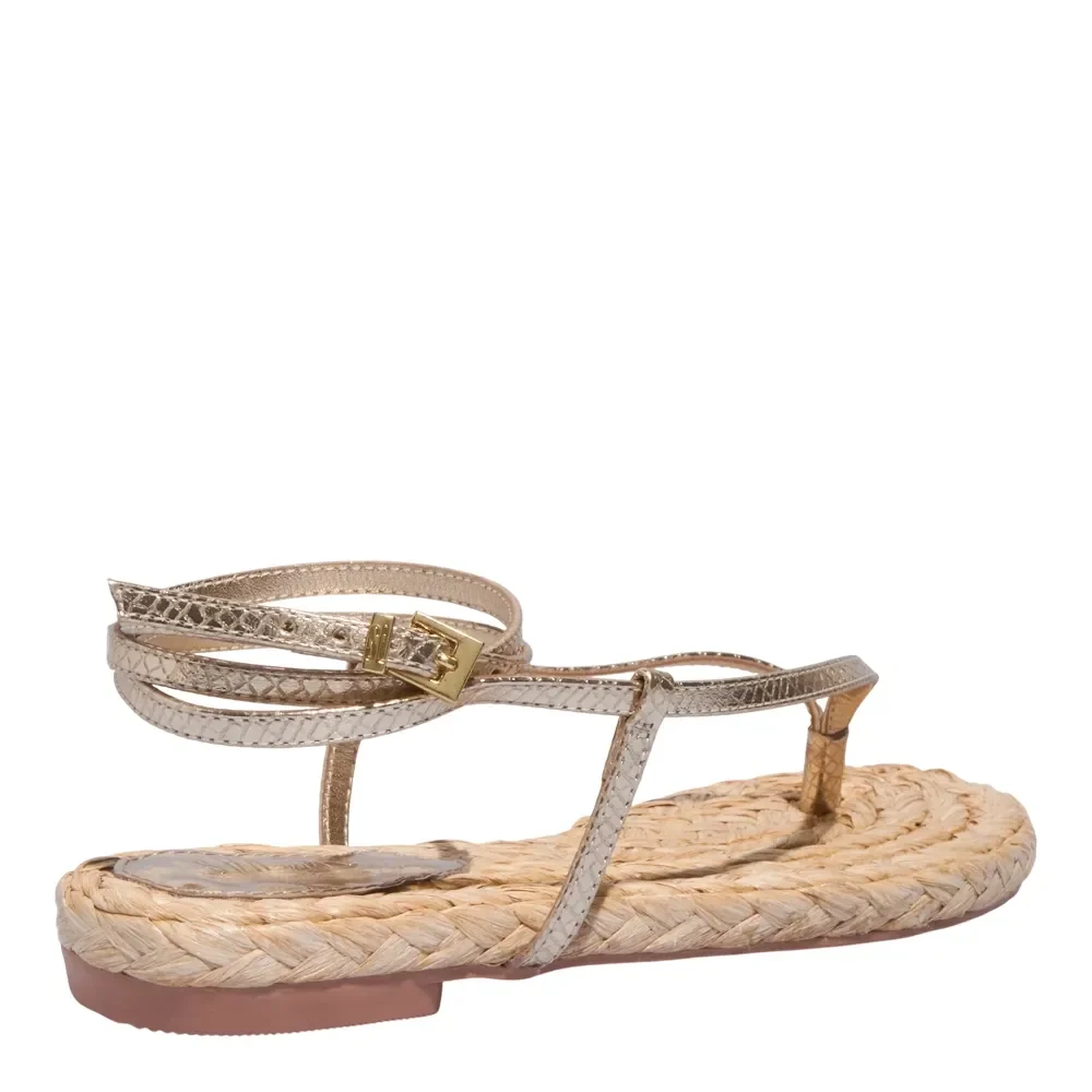 Rasteira Espadrille Metalizada Dourada - vista 5 de 6