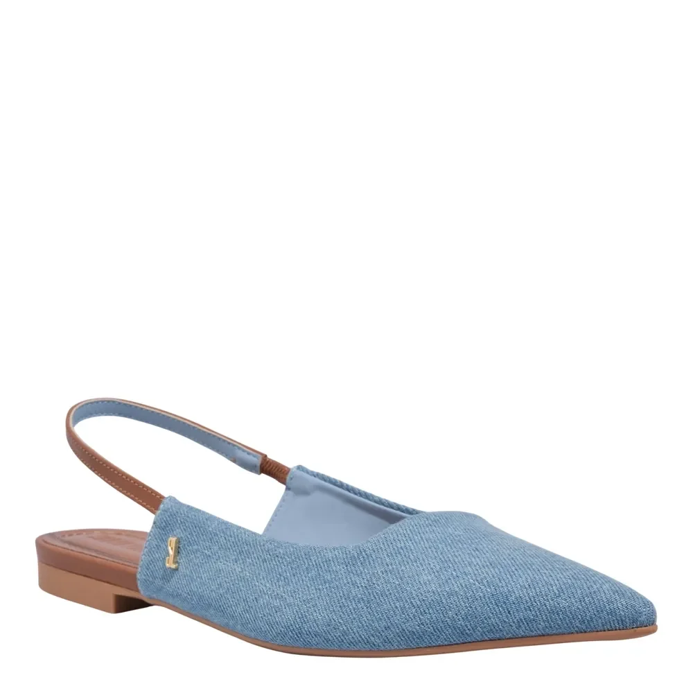 Sapatilha Slingback Texturizada Bico Fino Azul Jeans - vista 2 de 4