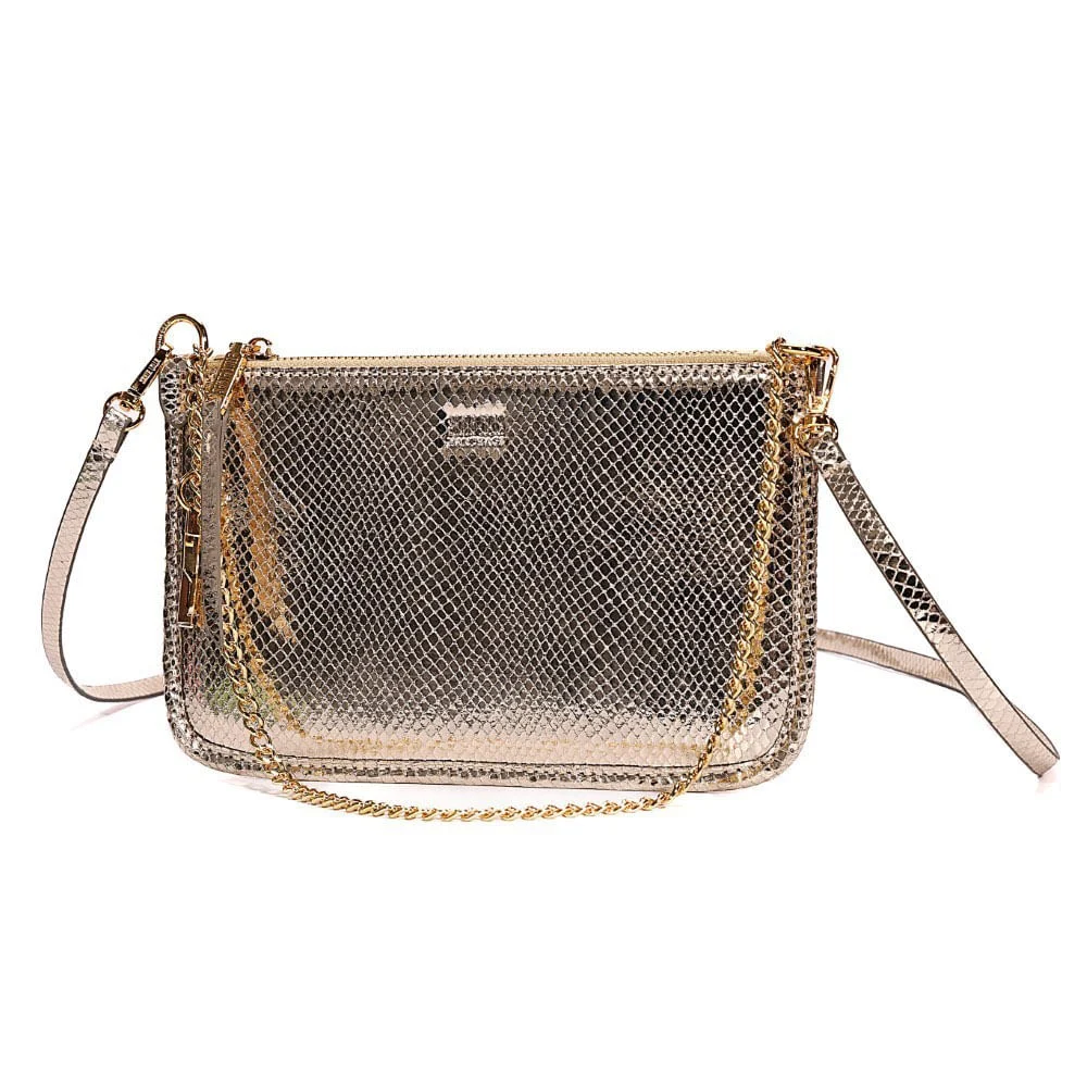 Bolsa Clutch Transversal Metalizado Dourado - vista 3 de 8