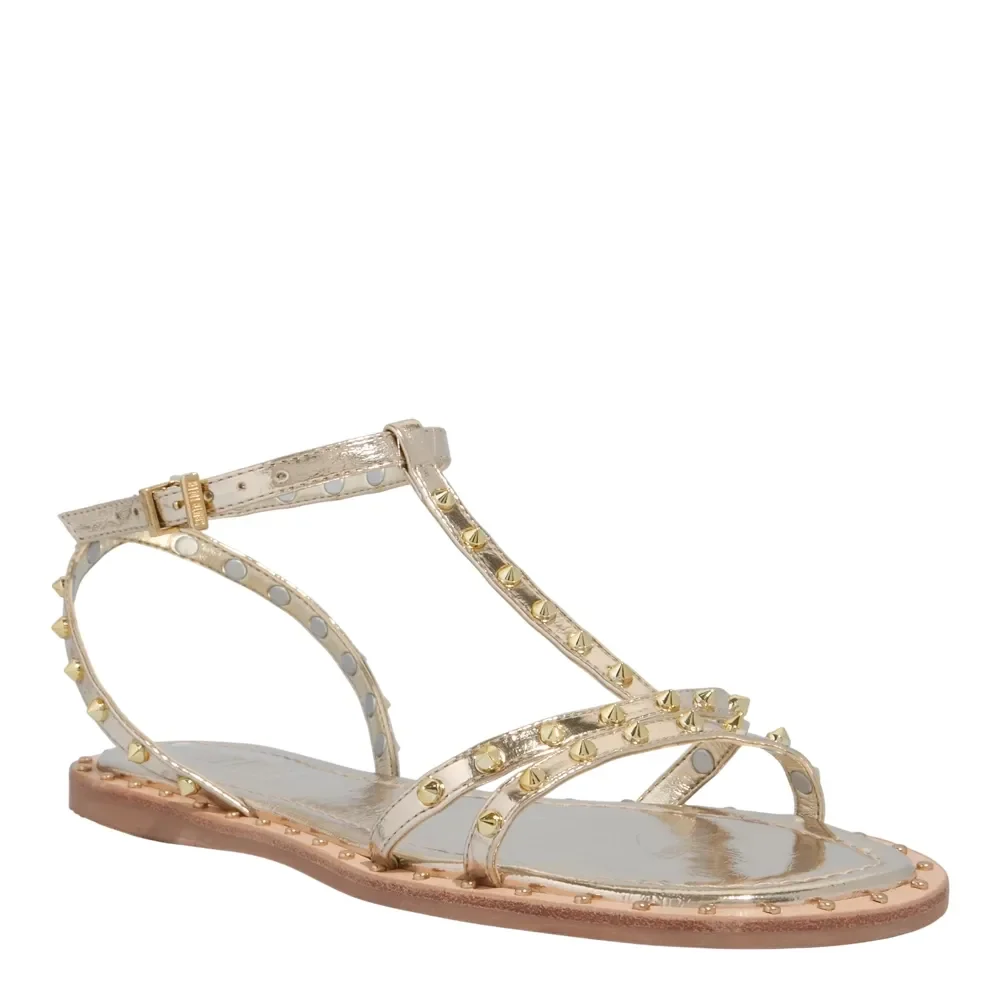 Rasteira Metalizada Reflexo Dourada Tiras Spikes - vista 2 de 4