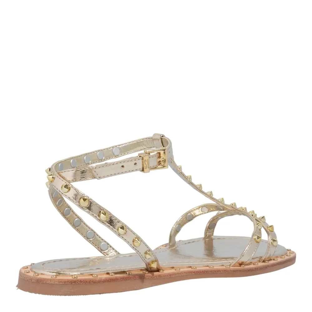 Rasteira Metalizada Reflexo Dourada Tiras Spikes - vista 3 de 4