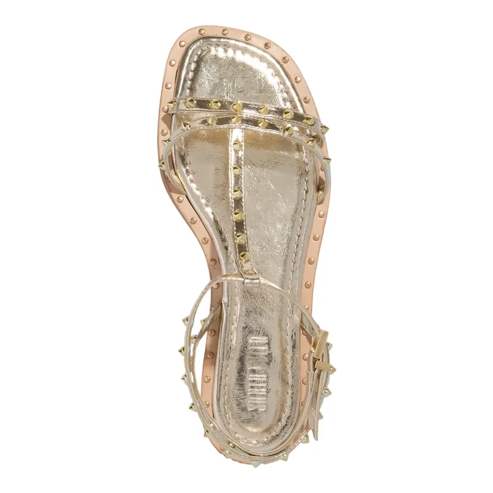 Rasteira Metalizada Reflexo Dourada Tiras Spikes - vista 4 de 4