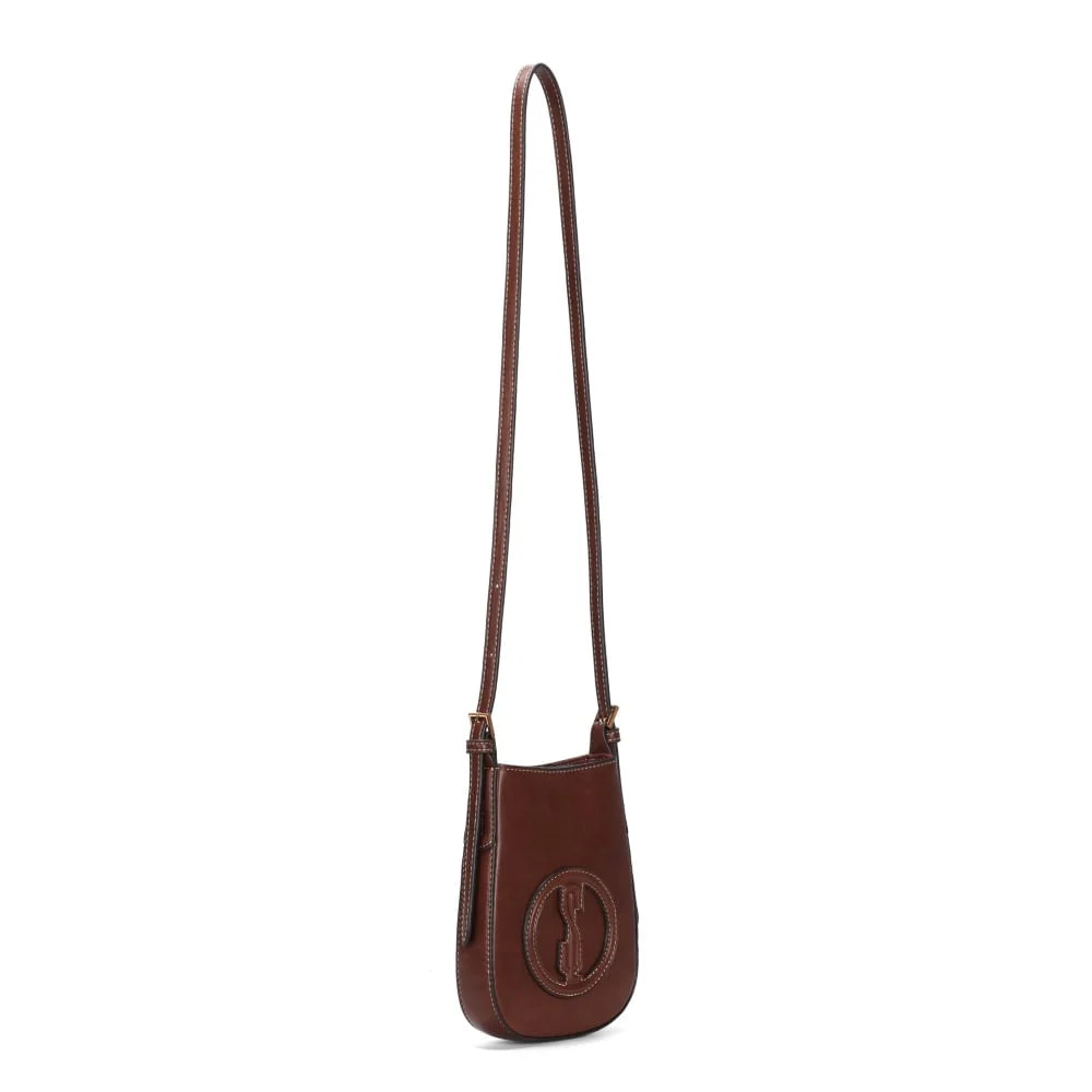 Bolsa Porta Celular Material Rustico Marrom Ferrugem Alça Transversal - vista 2 de 3