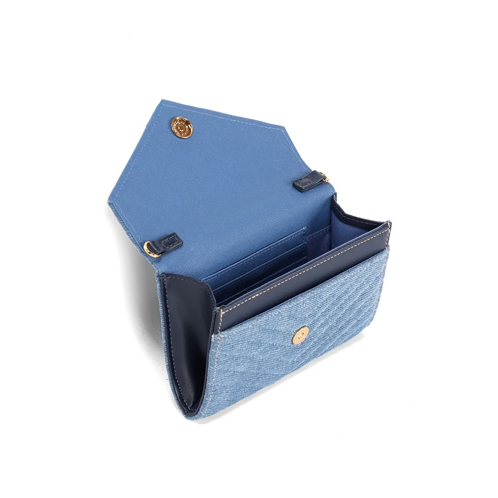Bolsa Carteira Pequena Jeans Azul Alça Transversal - vista 3 de 3
